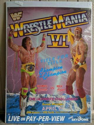 Vintage Wwf Wrestlemania 6 Poster Wwe Wcw Nwa Pristine 24x20 Rare