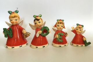 Vintage Christmas Angel Figurines Noel Bells Napco 1950s