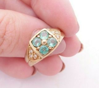 Fine 9ct/9k Gold Diamond & Emerald Ring,  375