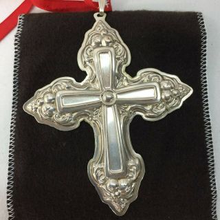 Vintage Reed Barton Sterling Christmas Ornament Crucifix Fancis 100th Anniversar