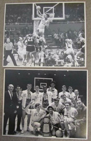 2 Vintage 1960s Large Format Ucla Basketball Photos Kareem Abdul - Jabbar Rare