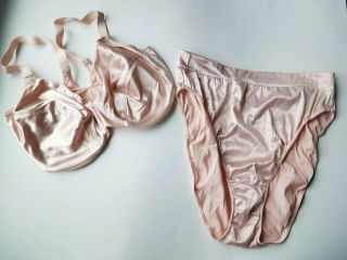 34dd L 90s Vintage Victoria Secret Second Skin Satin Bra High Waist Panty Set