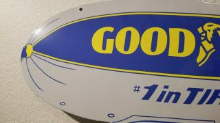 VINTAGE GOODYEAR BLIMP PORCELAIN GAS AUTO TIRES SERVICE SALES DEALER SIGN 11