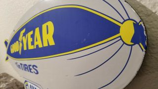 VINTAGE GOODYEAR BLIMP PORCELAIN GAS AUTO TIRES SERVICE SALES DEALER SIGN 3