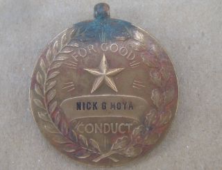 Us Army Military Medal Good Conduct No Ribbon Named Nick G Moya