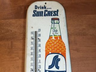 SUN CREST THERMOMETER Sign Soda Orange Drink Pop 1960s Vintage 2