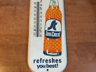 SUN CREST THERMOMETER Sign Soda Orange Drink Pop 1960s Vintage 6