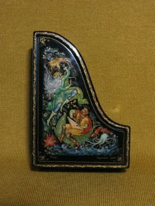 Vintage Russian Little Lacquer Box Palekh Hand Painted