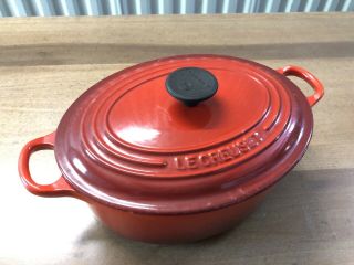 Vintage Le Creuset Enameled Cast Iron 22 23 Flame Cherry Red Dutch Oven France 2