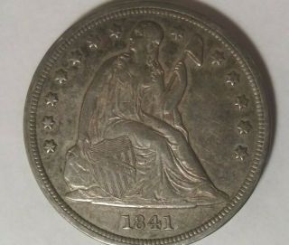 1841 Seated Silver Dollar Chvf/xf - Rare Low Mintage