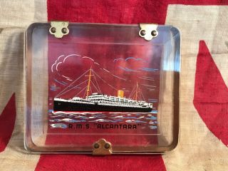 Vintage Plastic Cigarette Case R.  M.  S.  Alcantara Ship Nautical Rare
