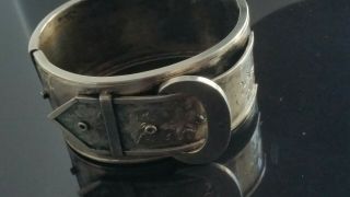 Stunning Wide Antique Victorian Silver Buckle Bangle 1887