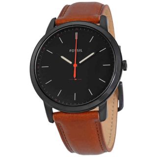 Fossil Minimalist Black Dial Brown Leather Men 