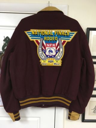 Vintage 1992 National Rodeo Finals Las Vegas wool and leather jacket XL 3