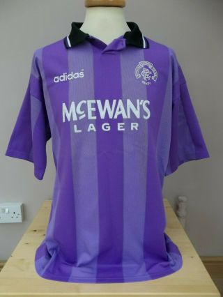 Vintage Adidas Glasgow Rangers Lilac Away Shirt 1994 Mens 42/44 "