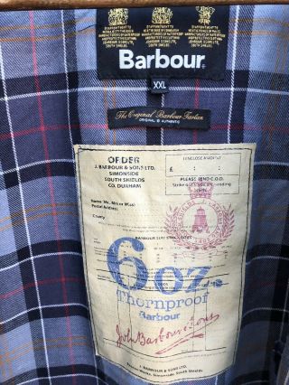Vintage Barbour Ashby Mens Wax Jacket in Olive - Size XXL 6