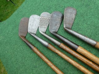 5 Vintage Hickory Irons good makers old golf antique memorabilia 2