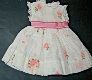 Tagged Vintage Pink Wht Dotted Swiss Dress For Madame Alexander Kelly Doll 1960s