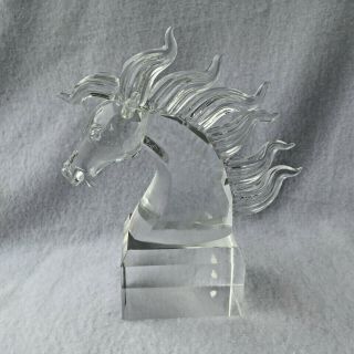 Sorelle Crystal Horse Head On Pedestal Figurine/ Bookend Vintage