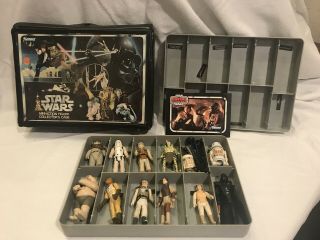 Vintage Star Wars 1977 Kenner Mini - Action Figure Collectors Case W/ 12 Figures