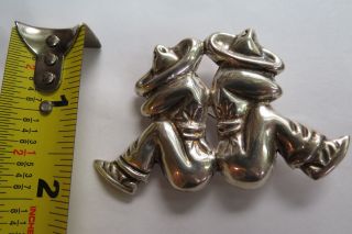 VINTAGE MEXICO STERLING SILVER BACK TO BACK SIESTA BROOCH/PIN 17 gr 3