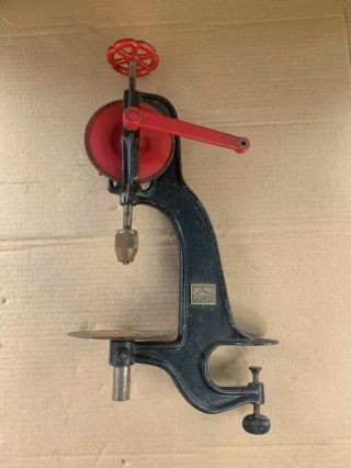 Vtg Goodell & Pratt Bench Mount Cast Iron Hand Crank Drill Press 20 "