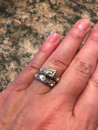 14k Antique Wedding Ring Set Diamond