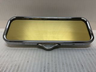 Guide Glare Proof Rear View Mirror Yellow Gold Color Glass Vintage Gm Chevy