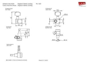 Schaller Germany F - Series Locking Tuners,  2 - Pin Fender 6 Inline Vintage Copper 2