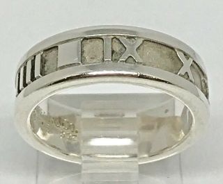 Vintage Tiffany & Co Sterling Silver Roman Numerals Atlas Ring Size 6,  1995
