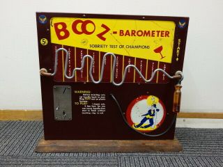 Vintage 5c Booz Barometer Sobriety Test Of Champions Coin Op Bar Game
