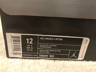 DS 2006 Nike Air Jordan 4 (IV) BLACK CATS Sz 12 RARE Supreme Off White Bred OG 2
