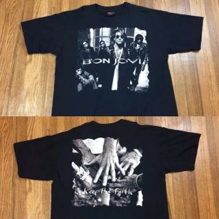 Vintage Bon Jovi Concert T Shirt Sz L Keep The Faith Tour Single Stitch Brockum