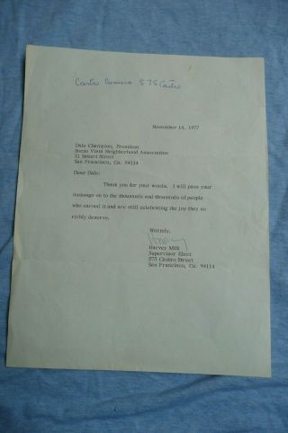 Vintage Harvey Milk 1977 Signed Letter Civil Rights /Gay Rights Protest 3