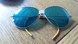 Antique Motorcycle / Aviator Folding Sunglasses Blue Lenses Harley,  Indian