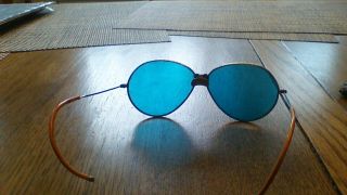 Antique Motorcycle / Aviator Folding Sunglasses Blue Lenses Harley,  Indian 7