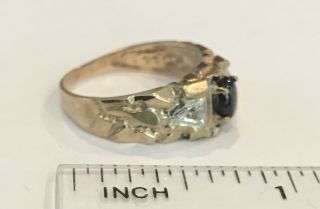 Vintage 10k Gold Nugget Style Diamond Black Star Sapphire Ring Size 8 2