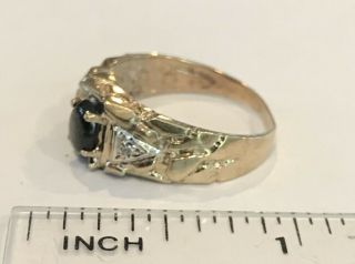 Vintage 10k Gold Nugget Style Diamond Black Star Sapphire Ring Size 8 3