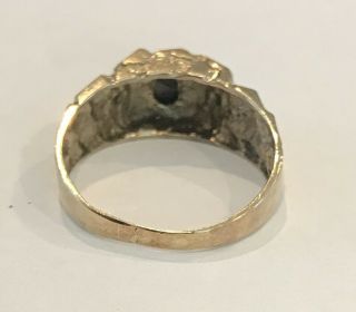 Vintage 10k Gold Nugget Style Diamond Black Star Sapphire Ring Size 8 4