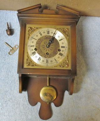 Vintage W.  Haid West Germany Wall Clock Wood Case 69 351 020 Movement J839
