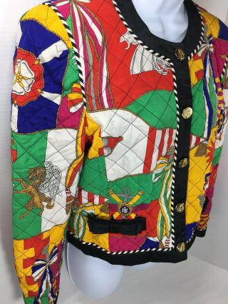 VTG 80s ESCADA 38 8 Art Deco Silk Coat Jacket Margaretha Ley West Germany Neon 4
