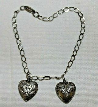Vintage Wwii Era Sterling Silver Sweetheart Bracelet (2) Charms Air Force Pilot