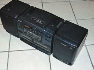 Vintage Sony Cfd - 550 Boom Box Mega Bass Cd Radio Cassette - Corder With Remote