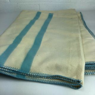 Vintage King Cot Alabama Boys Blanket Ivory Baby Blue 36”x54” Rare 5