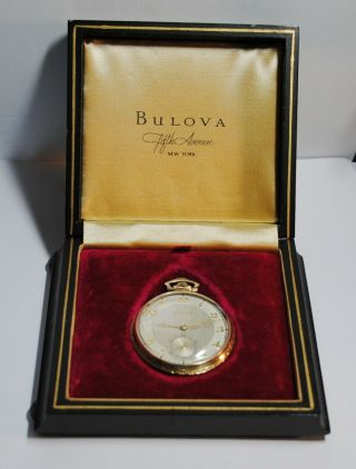 Vintage Bulova 17ae,  21 Jewel,  14k Gf16s Pocket Watch - Box -