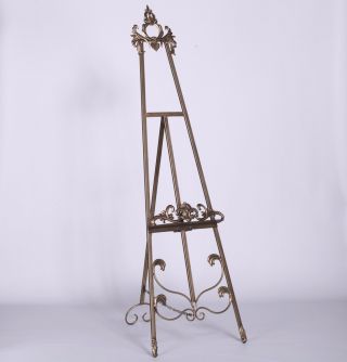 French Tall Antiqued Gold Freestanding Metal Easel Wedding Picture Display 165cm