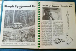 Vtg WORLD OF LOGGERS By Many Logging Authors SPIRAL BOOK 1966 Sedro - Woolley WA 5