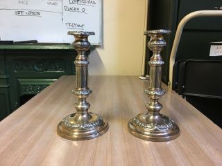 Antique Silver Plated Telescopic Candlesticks Rc & Co Patent Circa 1880