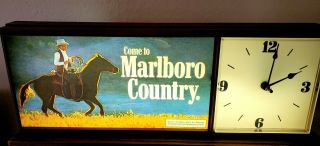 Vintage Marlboro Light Up Clock Sign Come To Marlboro Country 1980 
