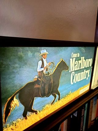 Vintage Marlboro Light Up Clock Sign Come to Marlboro Country 1980 ' s Bar Sign 2